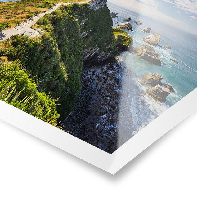 Poster spiaggia mare Faro di Nugget Point e mare Nuova Zelanda
