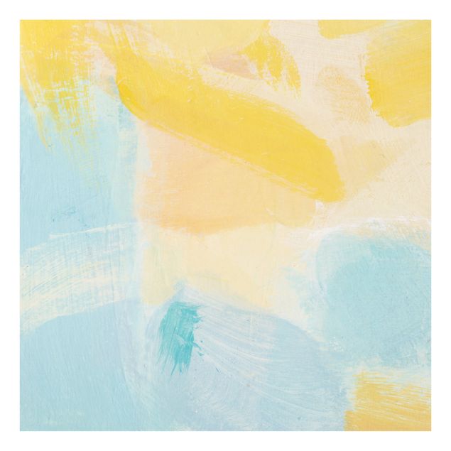 Paraschizzi in vetro - Composizione primaverile in giallo e blu - Quadrato 1:1