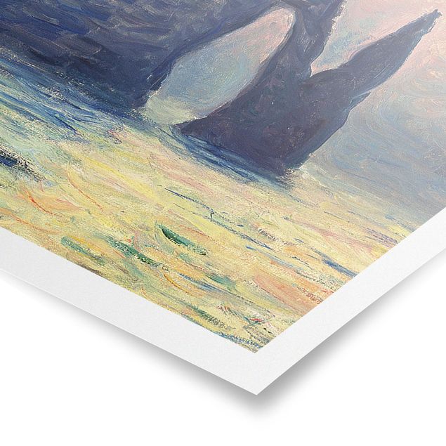 Quadri con spiaggia e mare Claude Monet - La scogliera, Étretat, tramonto