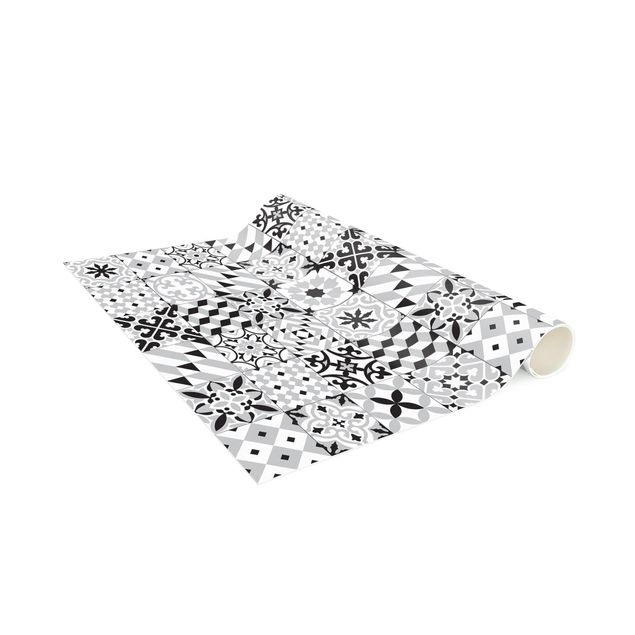 tappeto design moderno Mix di piastrelle geometriche nero