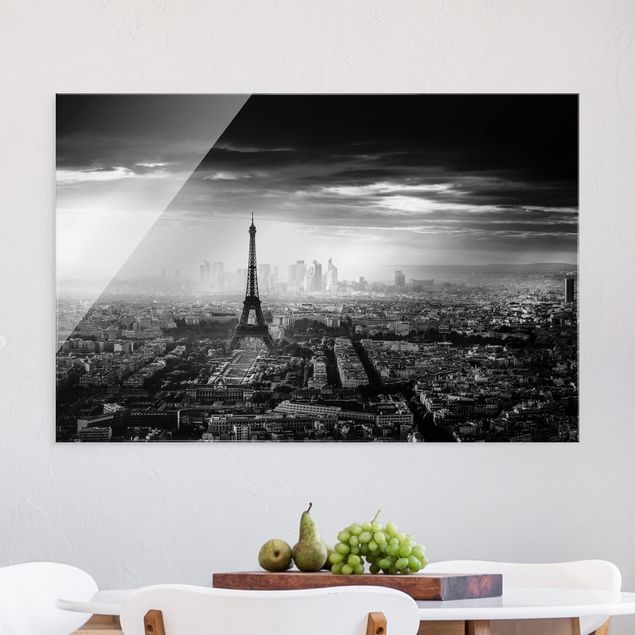 Quadri di Parigi La Torre Eiffel dall'alto in bianco e nero