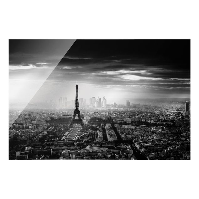 Quadri moderni per arredamento La Torre Eiffel dall'alto in bianco e nero