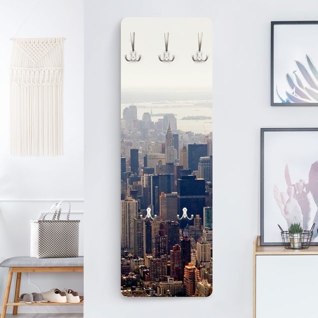 Appendiabiti pannello con architettura e skylines Mattina a New York