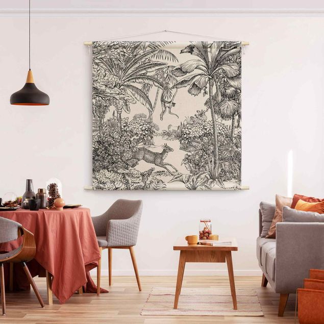 arazzo da parete moderno Disegno dettagliato di giungla