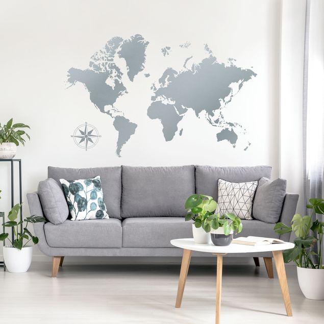 Adesivi murali Mappa del mondo dettagliata