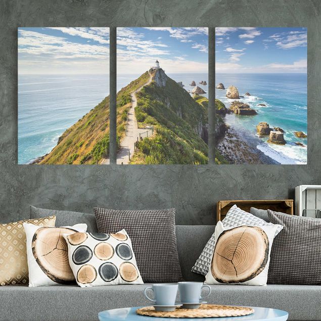 Quadri su tela con montagne Faro di Nugget Point e mare Nuova Zelanda