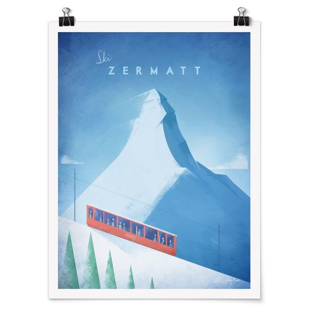 Poster retro style Poster di viaggio - Zermatt