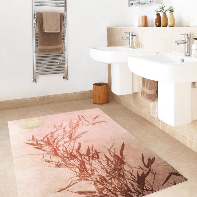 tappeto design moderno Bambù rosa sole dorato