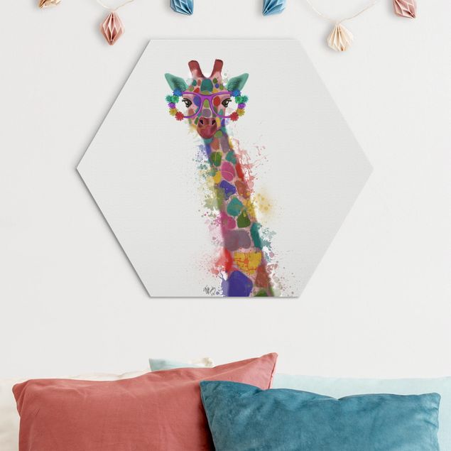 Quadro giraffe Giraffa con schizzi arcobaleno