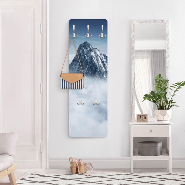 Appendiabiti da parete con pannello Le Alpi sopra le nuvole