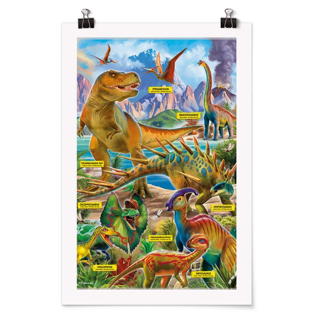 Poster con animali La specie dei dinosauri