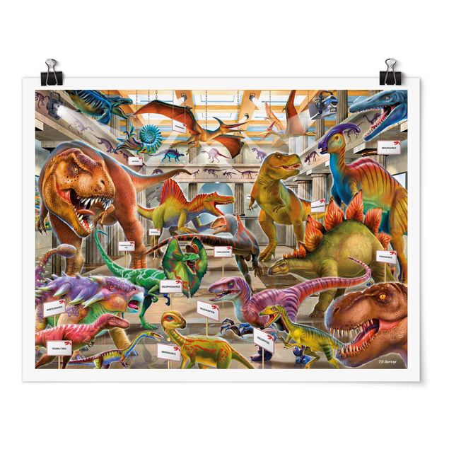 Poster con animali Dinosauri nel Museo di Storia Naturale