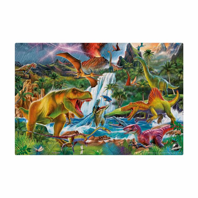 Tappetino di sughero - Dinosauri in una tempesta preistorica - Formato orizzontale 3:2