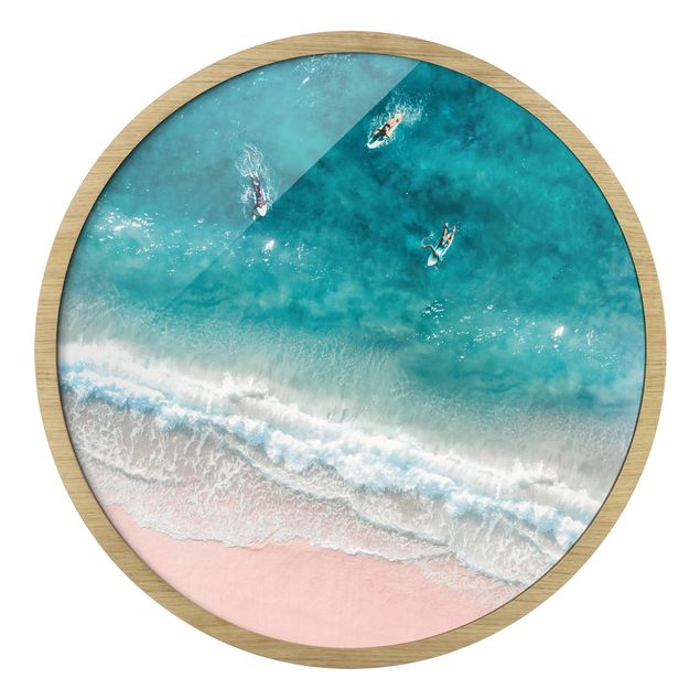 Quadri con cornice con paesaggio Tre surfisti che pagaiano verso la riva