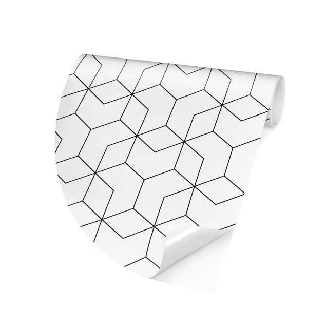 Carta da parati tessuto non tessuto Schema lineare del cubo tridimensionale