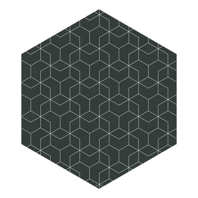 Carta da parati nera Disegno cubo tridimensionale