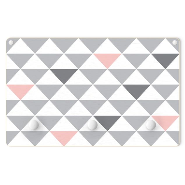 Appendiabiti pannello grigio Triangoli Grigio Bianco Rosa