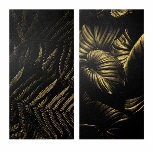Quadri floreali moderni Duo di botanica scura