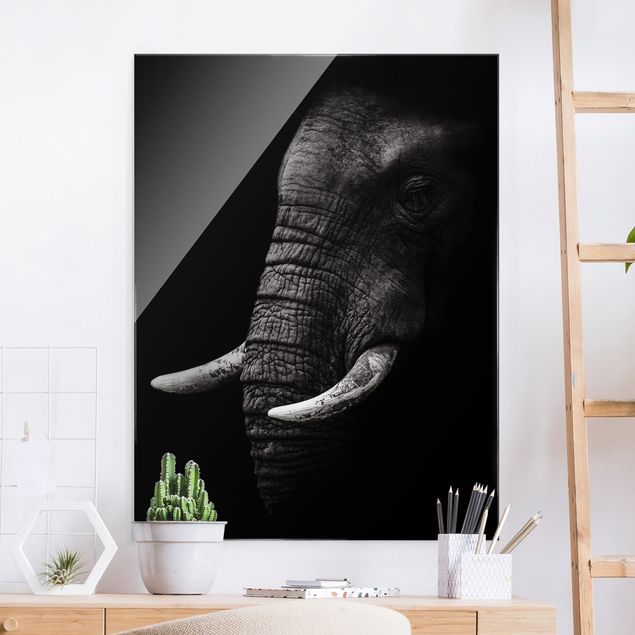 Quadri Africa Ritratto di elefante scuro