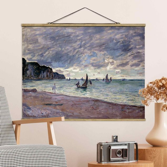 Riproduzioni Claude Monet - Barche da pesca davanti alla spiaggia e alle scogliere di Pourville