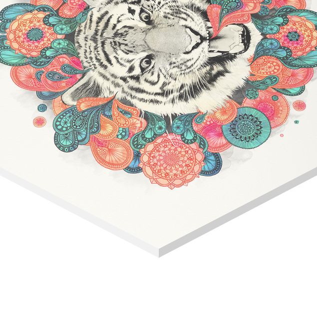 Quadri esagonali Illustrazione - Tigre Disegno Mandala Paisley