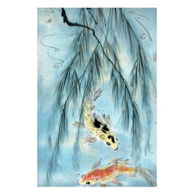 Quadro vintage Disegno acquerello giapponese Pesce rosso II
