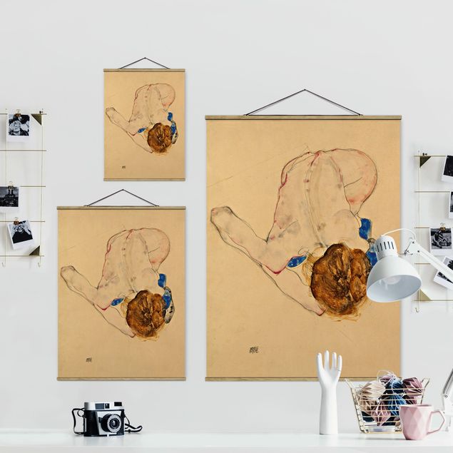 Ritratto quadro Egon Schiele - Atto flesso in avanti