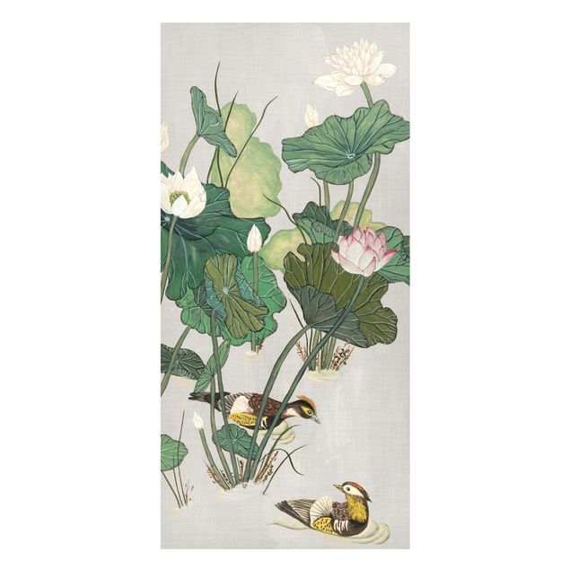 Quadri moderni   Illustrazione vintage di fiori di loto nello stagno