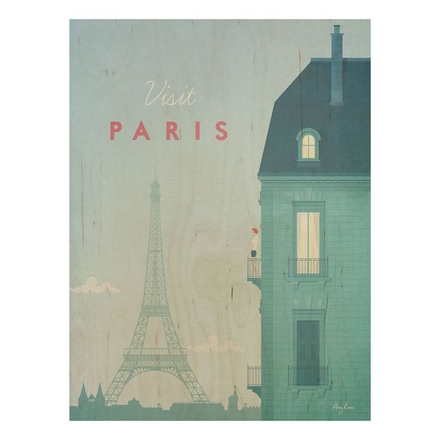 Quadri in legno vintage Poster di viaggio - Parigi
