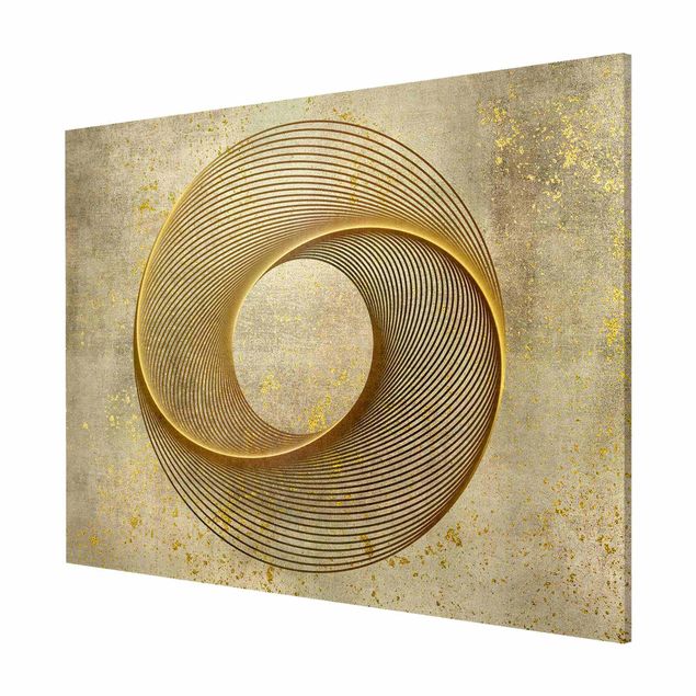 Riproduzioni quadri Line Art Spirale circolare Oro