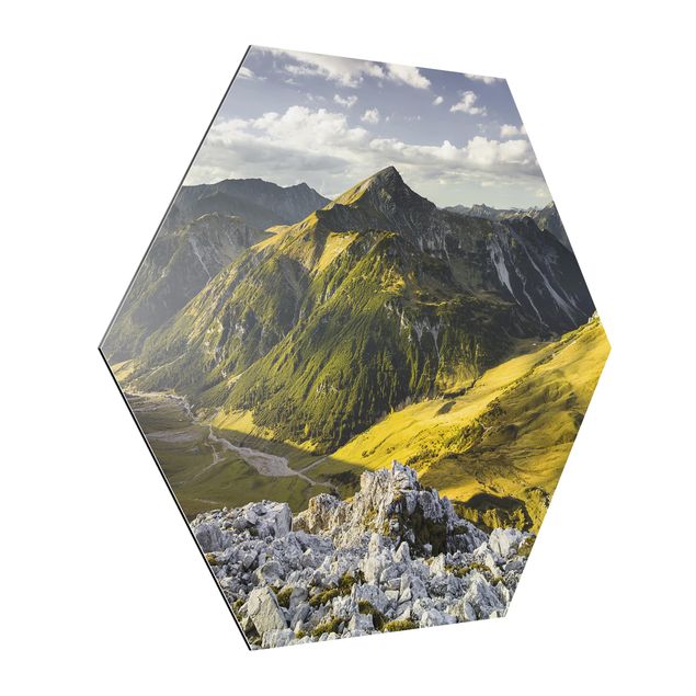 Quadro natura Montagne e valle delle Alpi di Lechtal in Tirolo