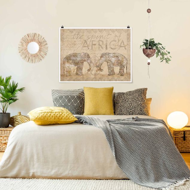 Elefante quadro Collage vintage - Spirito dell'Africa