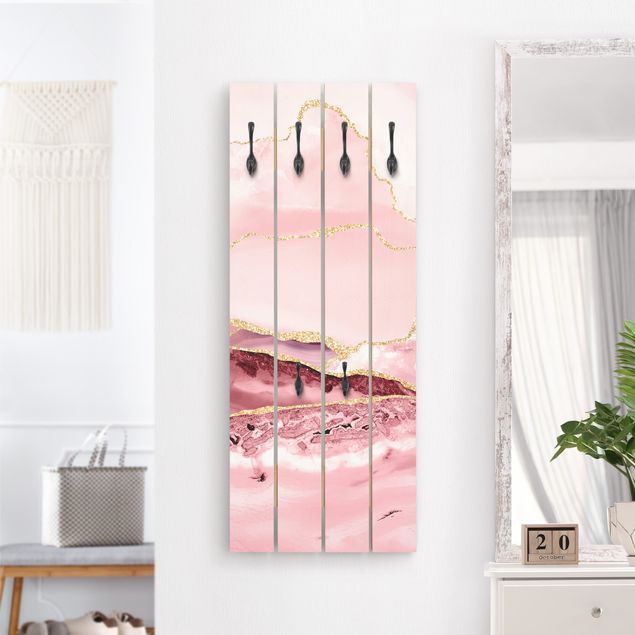 Appendiabiti pannello con disegni Estratto Monti rosa con Golden Lines
