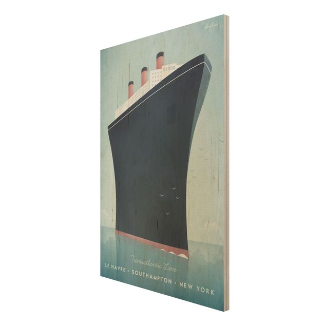 Quadri in legno vintage Poster di viaggio - Nave da crociera