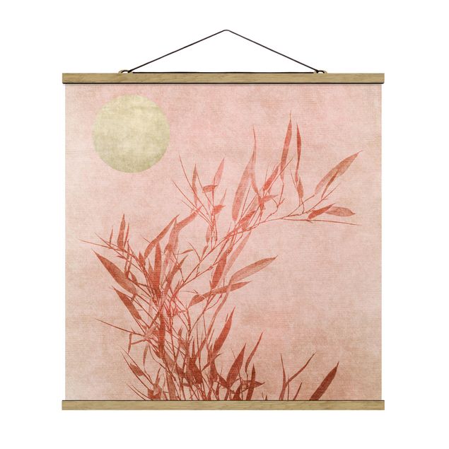 Riproduzioni quadri famosi Bambù rosa sole dorato