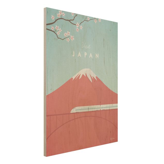Quadri in legno con architettura e skylines Poster di viaggio - Giappone