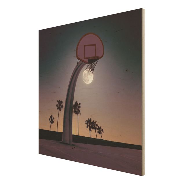 Quadri su legno Pallone da basket con luna