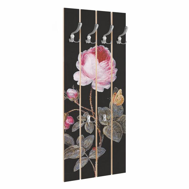 Appendiabiti pannello effetto legno Barbara Regina Dietzsch - La rosa dai cento petali