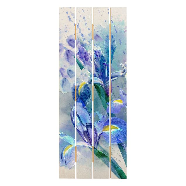 Stampa su legno - Acquerello fiori dell'iride - Verticale 5:2