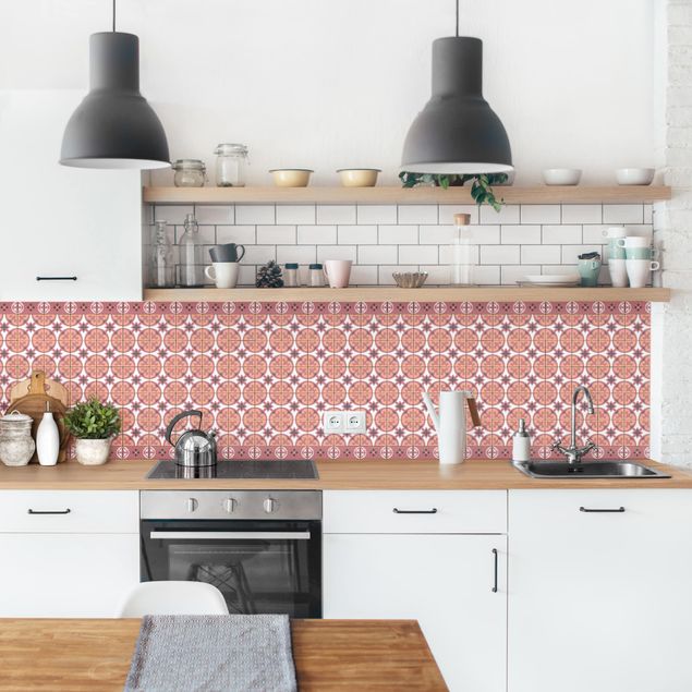 Rivestimenti per cucina con disegni Mix di piastrelle geometriche Cerchi Arancione