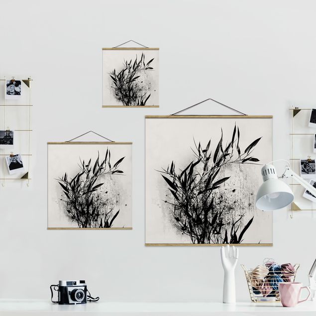 Quadri bianco e nero Mondo vegetale grafico - Bambù nero