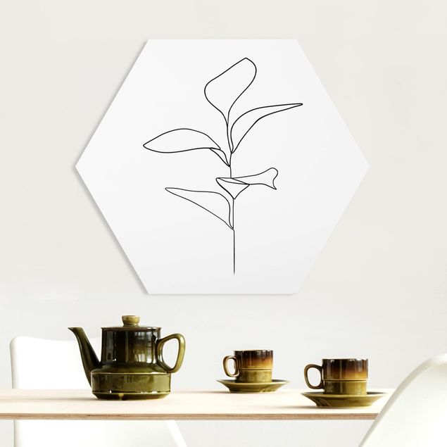 Corrente artistica Line Art Line Art - foglie di piante bianco e nero