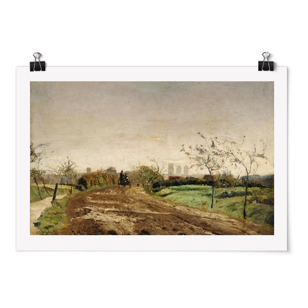 Quadro espressionismo Otto Modersohn - Paesaggio mattutino con carrozza vicino a Münster