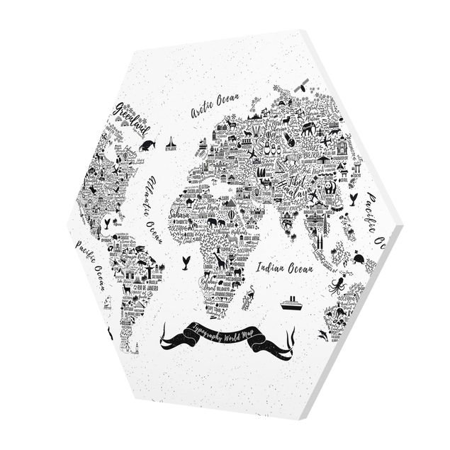 Esagono in forex - Tipografia Bianco mappa del mondo
