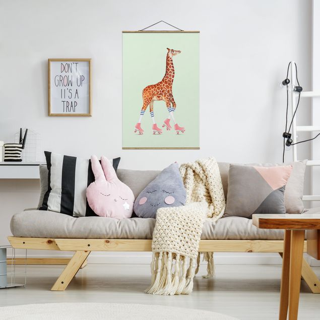 Quadro moderno Giraffa con pattini a rotelle