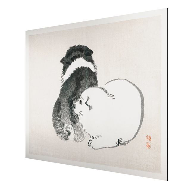 Quadri vintage Disegno vintage asiatico cagnolino bianco e nero
