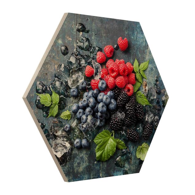 Esagono in legno - Berry Mix Con Ghiaccio cubi di legno