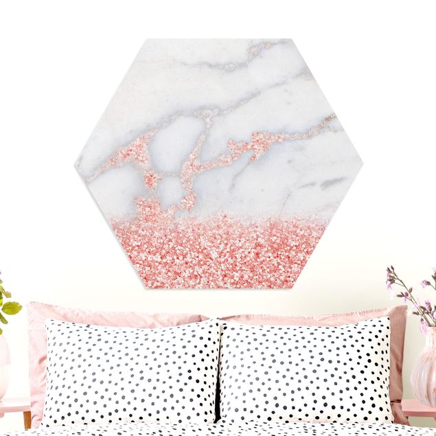 Quadri moderni   Effetto marmo con coriandoli rosa