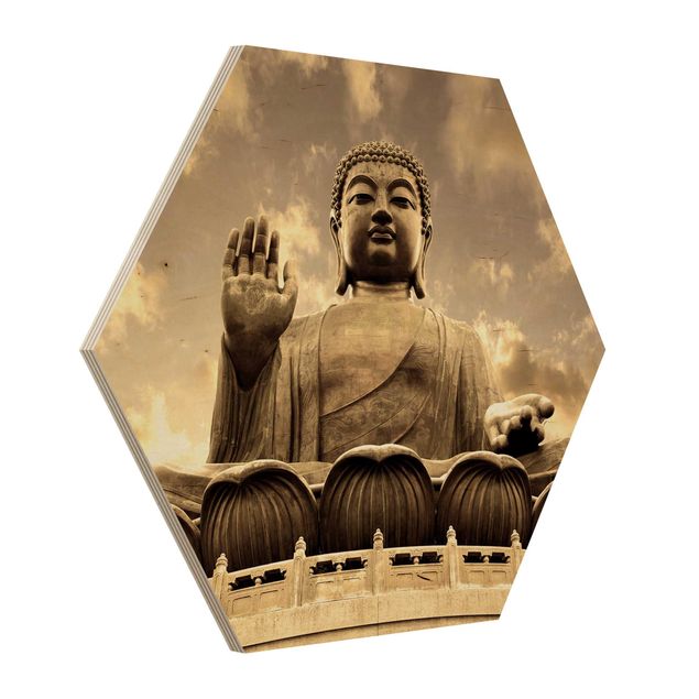 Esagono in legno - Big Buddha Seppia
