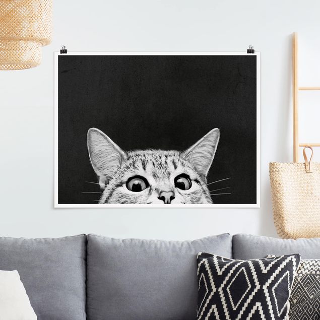 Decorazioni cameretta Illustrazione - Gatto Disegno in bianco e nero